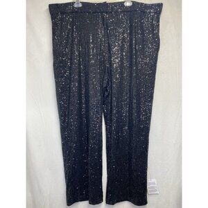 ASOS Design Sequin High Waisted Straight Leg Lined Pants Women Sz 20 Black New